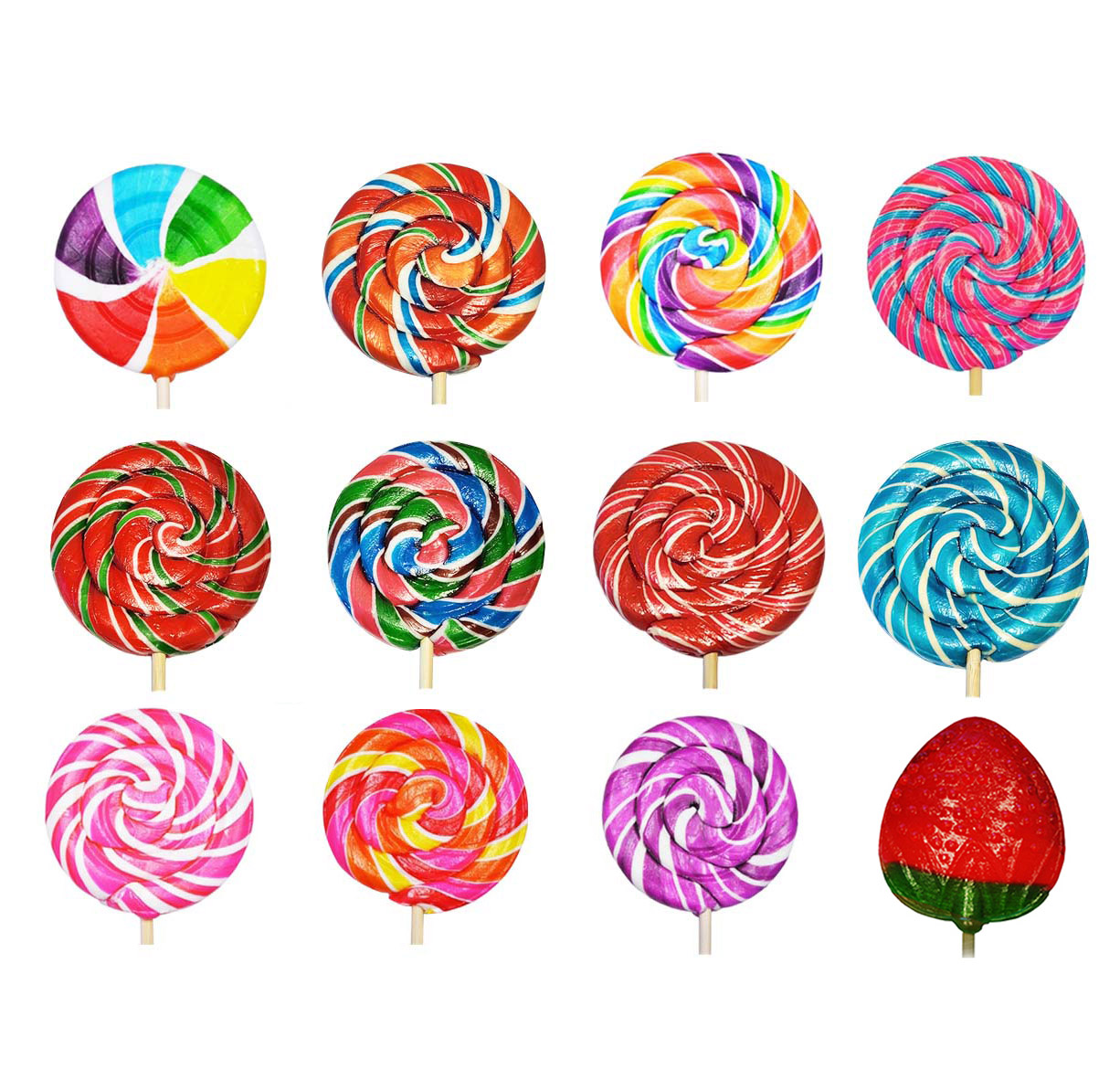 Sweet Whirls with 12 different flavors. NET 65 grams per piece
