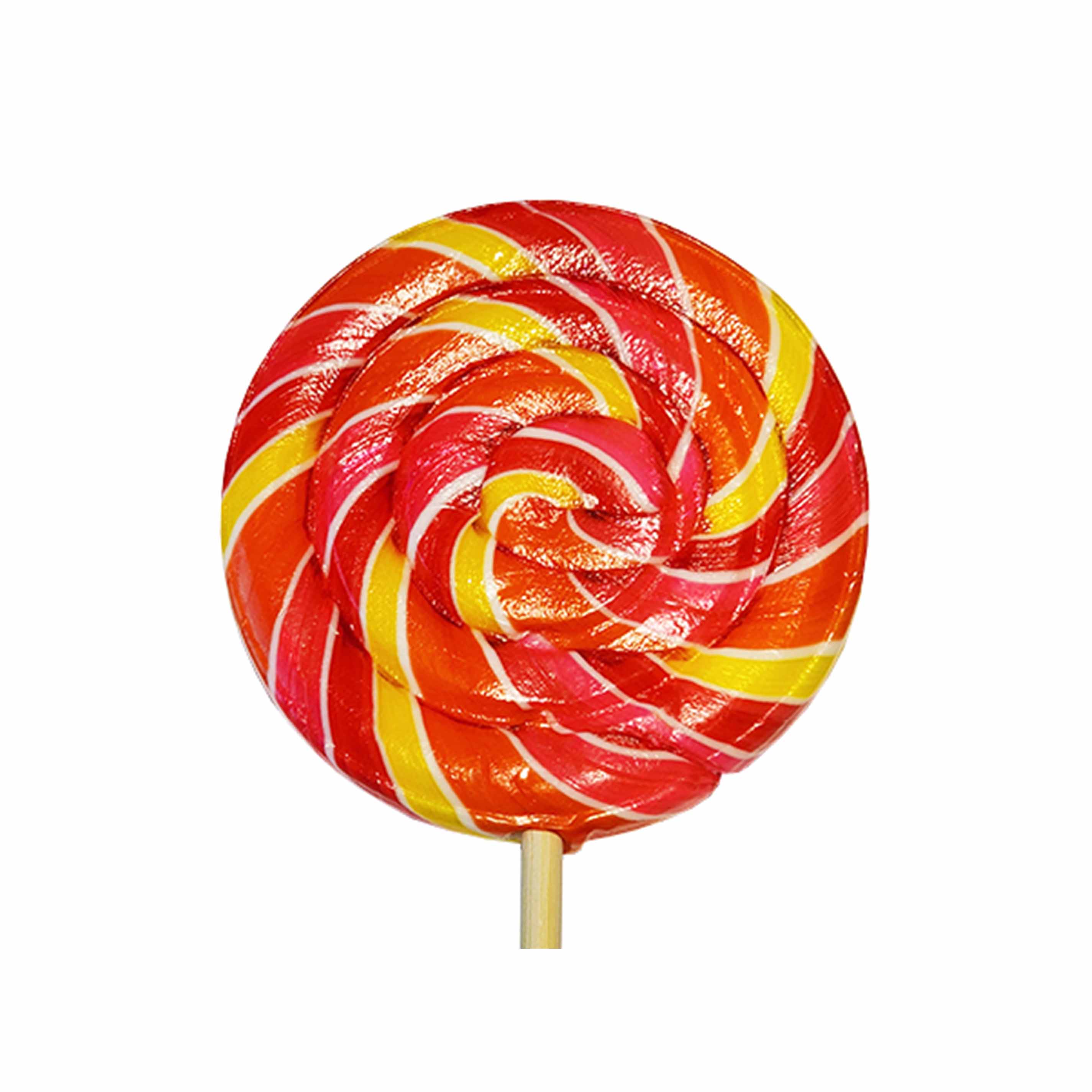red, pink, orange, and yellow swhirly sweet whirls lollipop candy